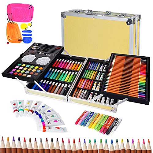 CHSEEO Suministros de Arte de Lujo, Creatividad Colorear Art Set Pintura y Dibujo Suministros Kit, Set Artistico Completo, Regalos para Niños, Estudiantes, Principiantes y Artistas