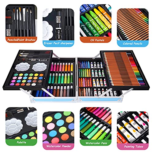 CHSEEO Suministros de Arte de Lujo, Creatividad Colorear Art Set Pintura y Dibujo Suministros Kit, Set Artistico Completo, Regalos para Niños, Estudiantes, Principiantes y Artistas