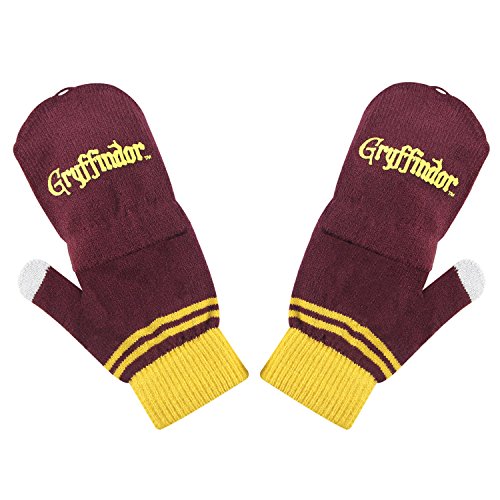 Cinereplicas - Harry Potter - Guantes - Mitones Removibles - Mitones de Pantalla táctil - Licencia Oficial - Casa Gryffindor - Rojo y Amarillo