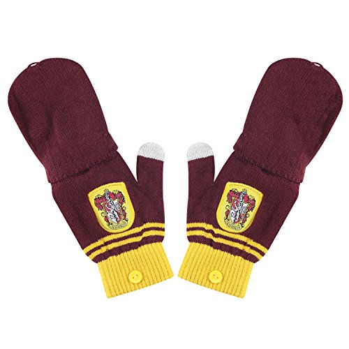 Cinereplicas - Harry Potter - Guantes - Mitones Removibles - Mitones de Pantalla táctil - Licencia Oficial - Casa Gryffindor - Rojo y Amarillo