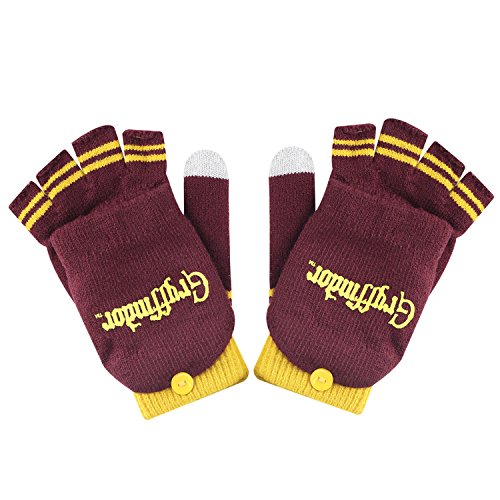 Cinereplicas - Harry Potter - Guantes - Mitones Removibles - Mitones de Pantalla táctil - Licencia Oficial - Casa Gryffindor - Rojo y Amarillo