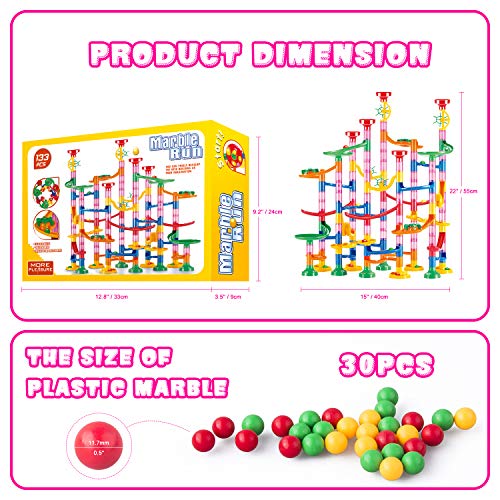 Circuito Canicas,TR Turn Raise Pista de Canicas Marble,Juego Bloques de Construcción Laberinto de Canicas, Juguete Educativo Educación Temprana Infantil Niños (133 Piezas)