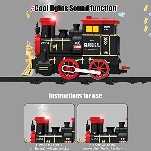 Circuito de tren de Navidad para niños con faro, sonidos realistas, tren eléctrico, juguete ideal para niños y decoración de Navidad