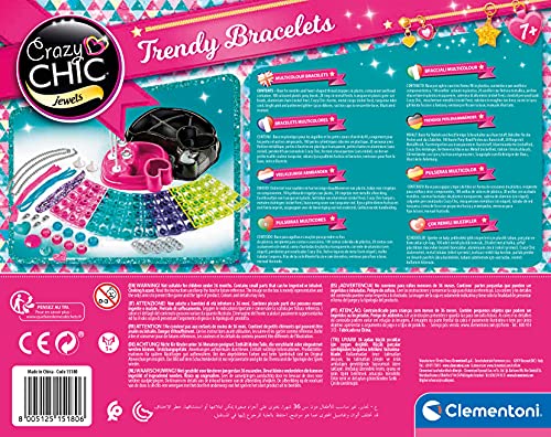 Clementoni-15180 - Brazaletes Multicolor - abalorios y set para hacer pulseras infantiles a partir de 7 años