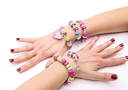 Clementoni-15180 - Brazaletes Multicolor - abalorios y set para hacer pulseras infantiles a partir de 7 años