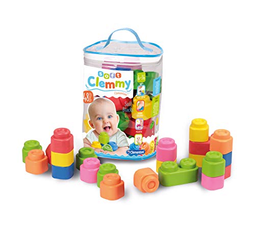 Clementoni-17134 - Soft Clemmy Bolsa 48 bloques - construcciones blanditas para bebé a partir de 6 meses