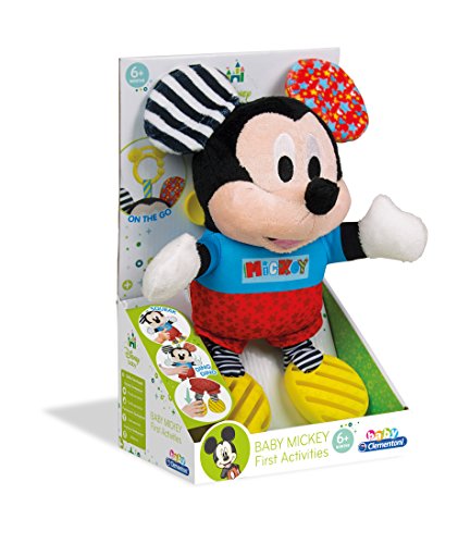 Clementoni-17165 - Baby Mickey Peluche Texturas - peluche Disney para bebés a partir de 6 meses