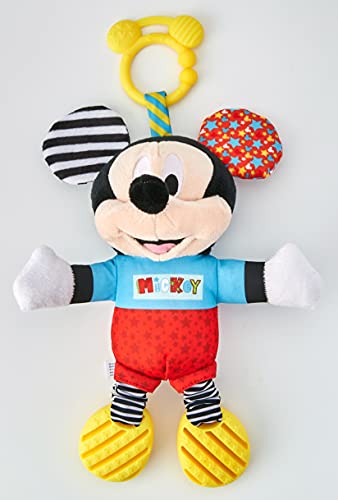 Clementoni-17165 - Baby Mickey Peluche Texturas - peluche Disney para bebés a partir de 6 meses