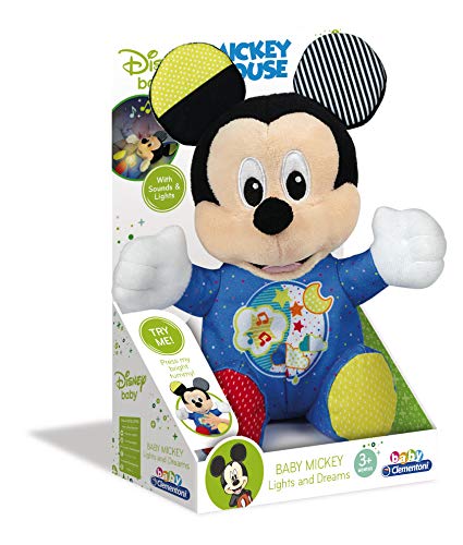 Clementoni-17206 - Baby Mickey Peluche Luces y Sonidos - peluche bebé interactivo de Disney a partir de 3 meses