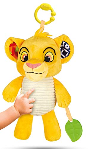 Clementoni-17296 - Rey León, peluche texturas - peluche Disney para bebés a partir de 6 meses