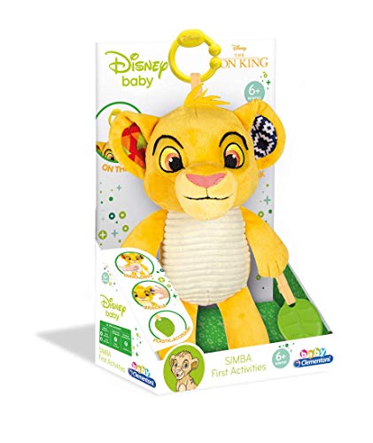 Clementoni-17296 - Rey León, peluche texturas - peluche Disney para bebés a partir de 6 meses