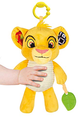 Clementoni-17296 - Rey León, peluche texturas - peluche Disney para bebés a partir de 6 meses