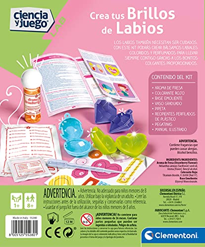 Clementoni-55280 - Crea tus Brillos de Labios - juego científico a partir de 8 años