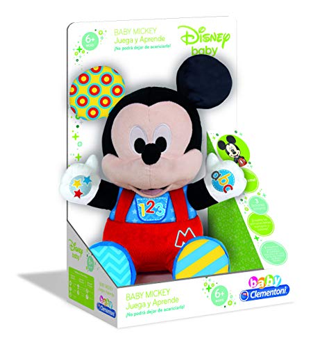 Clementoni-55324 - Peluche Baby Mickey - peluche bebé interactivo de Disney a partir de 6 meses