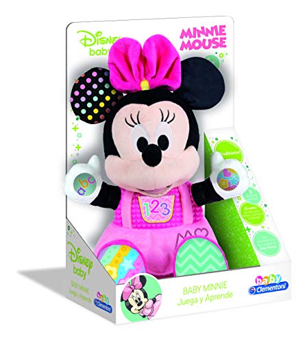 Clementoni-55325 - Peluche Baby Minnie - peluche bebé interactivo de Disney a partir de 6 meses