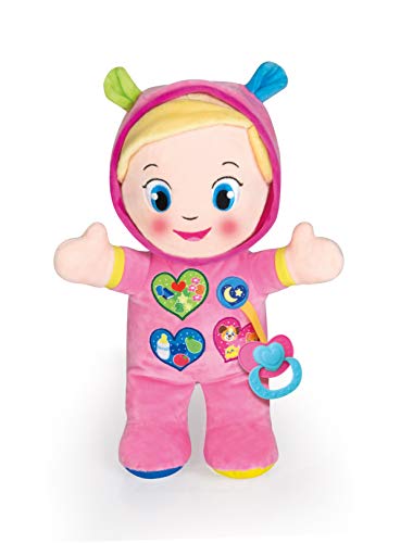 Clementoni-55390 - Mi primera muñeca Lola - peluche interactivo para bebés a partir de 10 meses