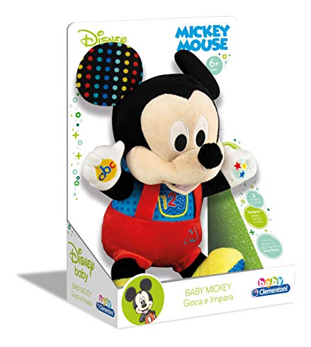 Clementoni - Disney Baby Mickey Juega y aprende - Peluche parlante, Multicolor, estándar, 17303