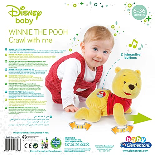 Clementoni - Disney Winnie The Pooh Gattona con Me, Peluche Primeros Pasos, Multicolor, 17306