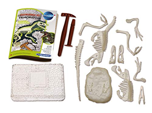 Clementoni- Galileo Science Juego Velociraptor, Juguete para niños a Partir de 7 años, excavación de ossilios de Dinosaurios con Martillo y cincel, para pequeños investigadores (59174)