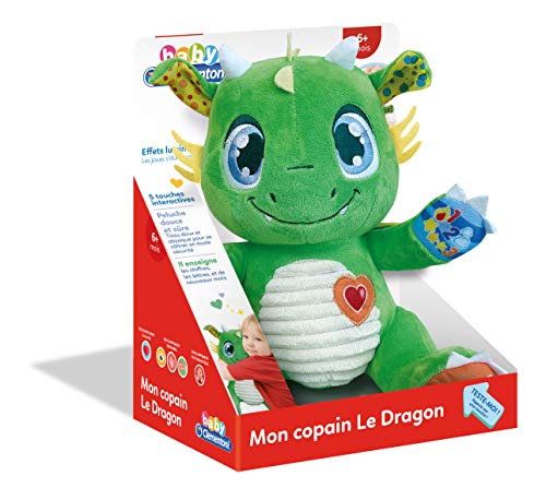 Clementoni-Mon Copain Le Dragón - Peluche Interactivo para bebé, versión Francesa, 6 Meses y más, 52506, Multicolor