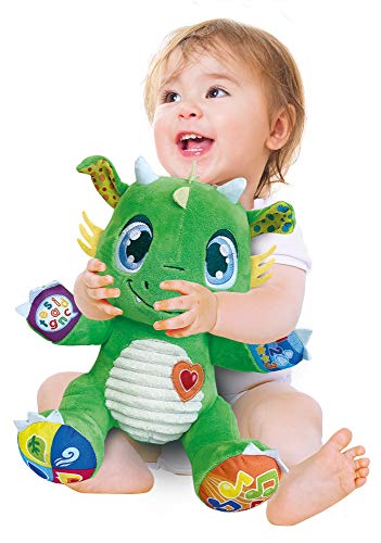 Clementoni-Mon Copain Le Dragón - Peluche Interactivo para bebé, versión Francesa, 6 Meses y más, 52506, Multicolor