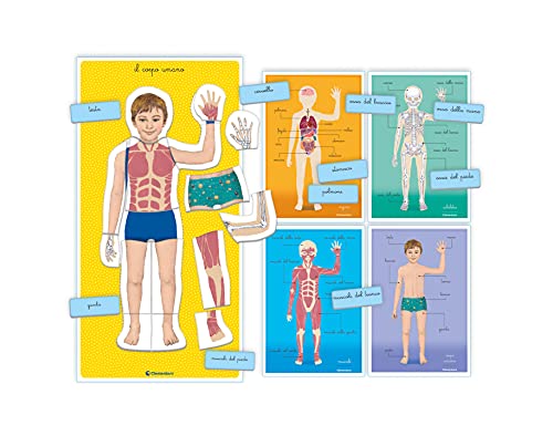 Clementoni- Sapientino Montessori 3 años, Juego Educativo Cuerpo Humano, anatomía y Desarrollo lenguaje – Fabricado en Italia, Multicolor (16373)