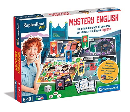 Clementoni Sapientino-Mystery English - Juego Educativo de 6 años para Aprender, Juego de Ruta, inglés para niños, Fabricado en Italia, Multicolor, 16642