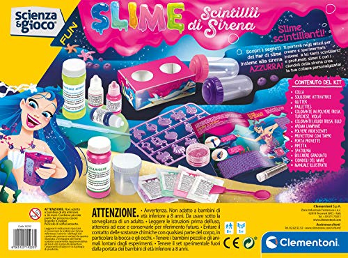 Clementoni Scintillii di Ciencia Lab chispas de Sirena – Laboratorio Slime, Juego científico para niños de 8 años, Multicolor (19233)