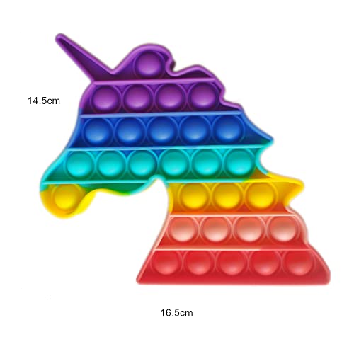 ClickAndBuy Unicornio Popit Fidget Toy juguete sensorial antiestres de explotar burbujas de silicona, pop it, push pop, autismo, necesidades especiales, juguetes antiestres para niños y adultos