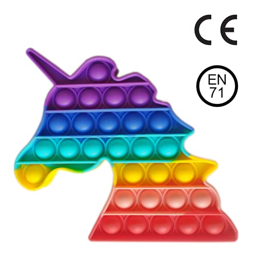 ClickAndBuy Unicornio Popit Fidget Toy juguete sensorial antiestres de explotar burbujas de silicona, pop it, push pop, autismo, necesidades especiales, juguetes antiestres para niños y adultos