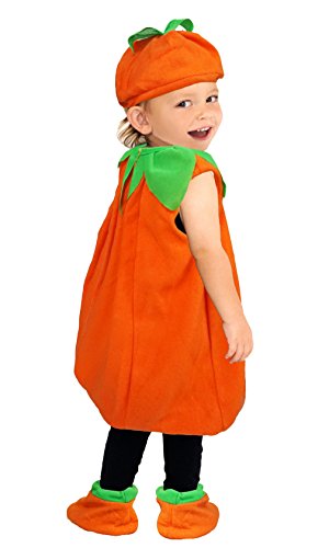 Cloudkids - Disfraz Halloween Disfraz de Calabaza Mono Niños Cosplay Vestido para Carnaval Navidad Fiesta Ropa con Sombrero Zapatos