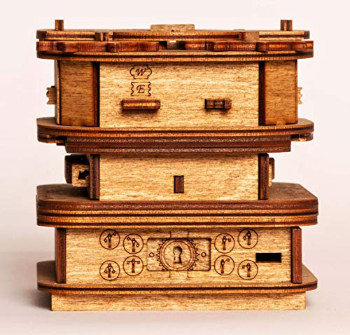 Cluebox, Un juego de escape en una caja, el cofre de Davy Jones, rompecabezas 3D de madera cada de regalo, caja de trucos