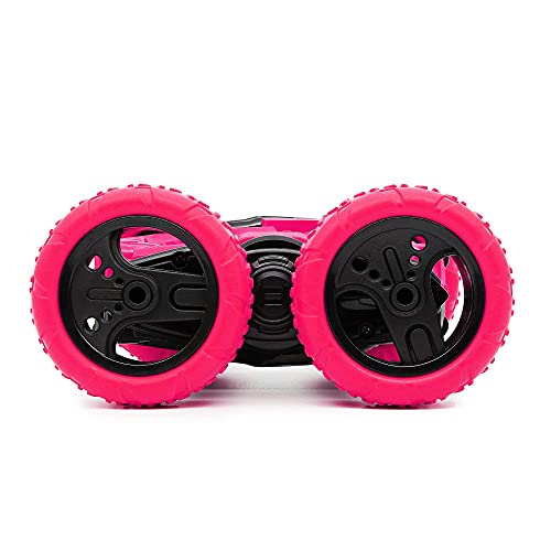 CMJ RC Cars 360 Spin Attack Stunt RC Car Electric Race Stunt Car, doble cara 360 ° Rolling Rotation RC 4WD High Speed ​​Off Road para 3 4 5 6 7 8-12 años de edad juguetes para niños (rosa)