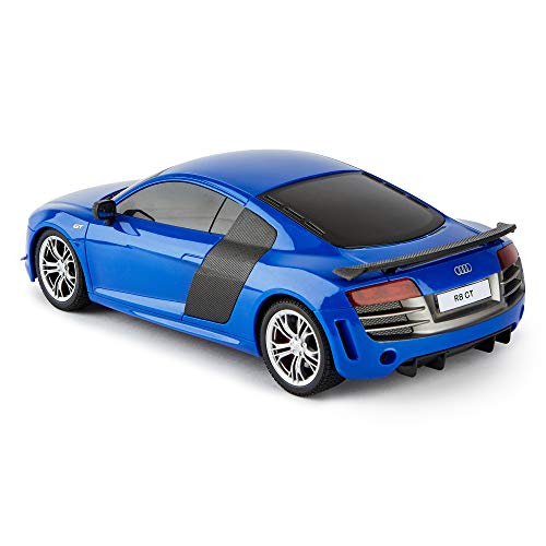 CMJ RC Cars Audi R8 GT R/C Coche Teledirigido con Control Remoto en Escala 1:18 Luces de Trabajo 2.4 GHz (Azul 1:18)