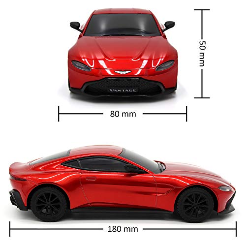 CMJ RC Cars Coche de Control Remoto con Licencia Oficial Aston Martin Vantage de 1:24 Escala roja