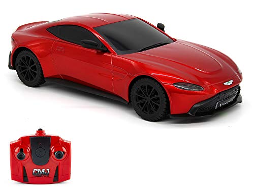 CMJ RC Cars Coche de Control Remoto con Licencia Oficial Aston Martin Vantage de 1:24 Escala roja