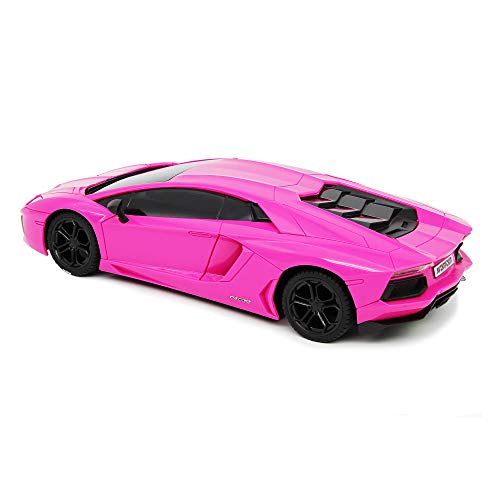 CMJ RC Cars Lamborghini Aventador Pink LP700-4 Coche de control remoto con licencia oficial Luces de trabajo a escala 1:24 2.4Ghz (Rosa)