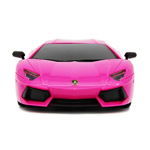 CMJ RC Cars Lamborghini Aventador Pink LP700-4 Coche de control remoto con licencia oficial Luces de trabajo a escala 1:24 2.4Ghz (Rosa)