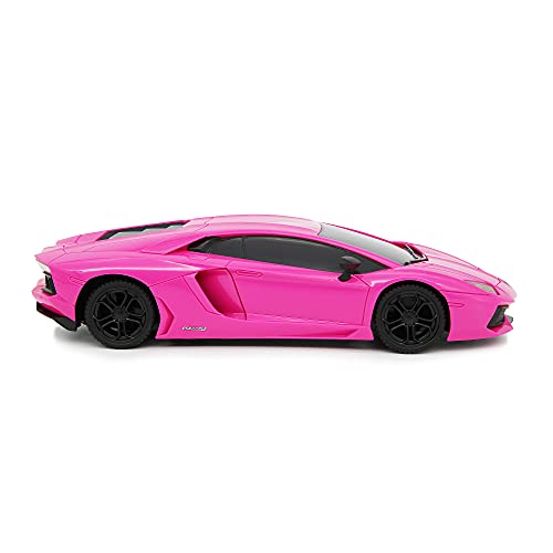 CMJ RC Cars Lamborghini Aventador Pink LP700-4 Coche de control remoto con licencia oficial Luces de trabajo a escala 1:24 2.4Ghz (Rosa)