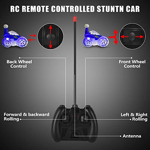 Coche teledirigido, Kizmyee Coche de acrobacias teledirigido, Coche de acrobacias RC con rotación de 360 °, Coches a control remoto Niñas Niños Vehículo Coche Juguete Regalos de 3 a 12 años