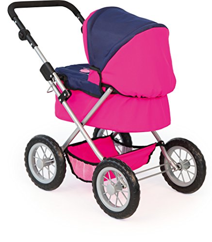 Cochecito de muñecas, carro, carrito muñeco, con bolsa, alto, color rosa y azul (13013AA)