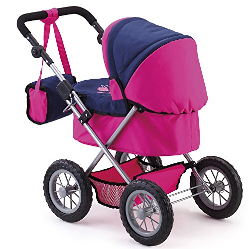 Cochecito de muñecas, carro, carrito muñeco, con bolsa, alto, color rosa y azul (13013AA)