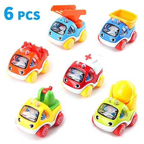 Coches Juguete para Bebes 1 Año, AmyBenton Conjunto de Vehículos para Niños 1 2 3 Años(Pull Back Car Toy, 6 PCS