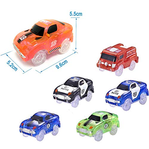 Codomoxo® Voiture pour Le Magic Tracks Circuit Flexible et Lumineux-Piste Jouet Cadeau de Aidez Les Enfants à Grandir - Vu à la télé (6 pack)