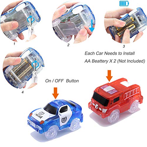 Codomoxo® Voiture pour Le Magic Tracks Circuit Flexible et Lumineux-Piste Jouet Cadeau de Aidez Les Enfants à Grandir - Vu à la télé (6 pack)