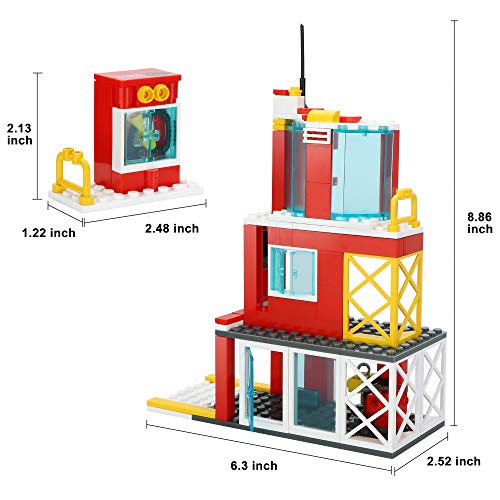 Cogo Juego de construcción de estación de Bomberos 2 en 1 con Kit de construcción de Bomberos para Motocicletas para niños de 6 años en adelante, 160 Piezas