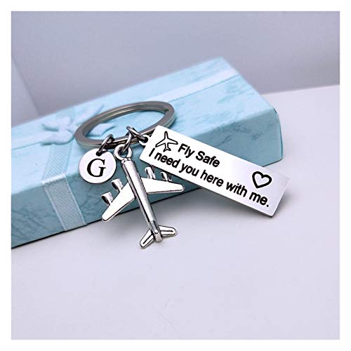 Colgante Llavero Custom Initial A-Z Letras Aeroplano Key Chain Drive Safe Fly Safe Keychain Parejas Hombres Boyfriend Ajuste de Vuelo Regalo Llavero (Color : Y, Gem Color : Drive Safe)