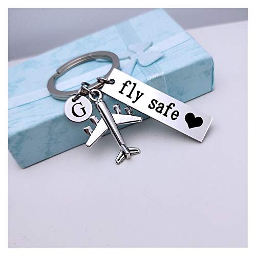 Colgante Llavero Custom Initial A-Z Letras Aeroplano Key Chain Drive Safe Fly Safe Keychain Parejas Hombres Boyfriend Ajuste de Vuelo Regalo Llavero (Color : Y, Gem Color : Drive Safe)