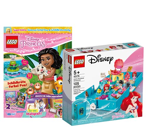 Collectix Lego 43176 - Juego de libro de cuentos de hadas de la princesa Ariel (incluye cuaderno de las princesas Lego (misterio, póster, cómics), incluye minifigura Vaiana