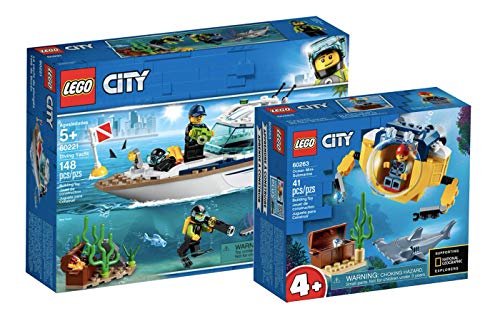 Collectix Lego City 60221 - Juego de yate de buceo y minisubmarino 60263 para exploradores marinos